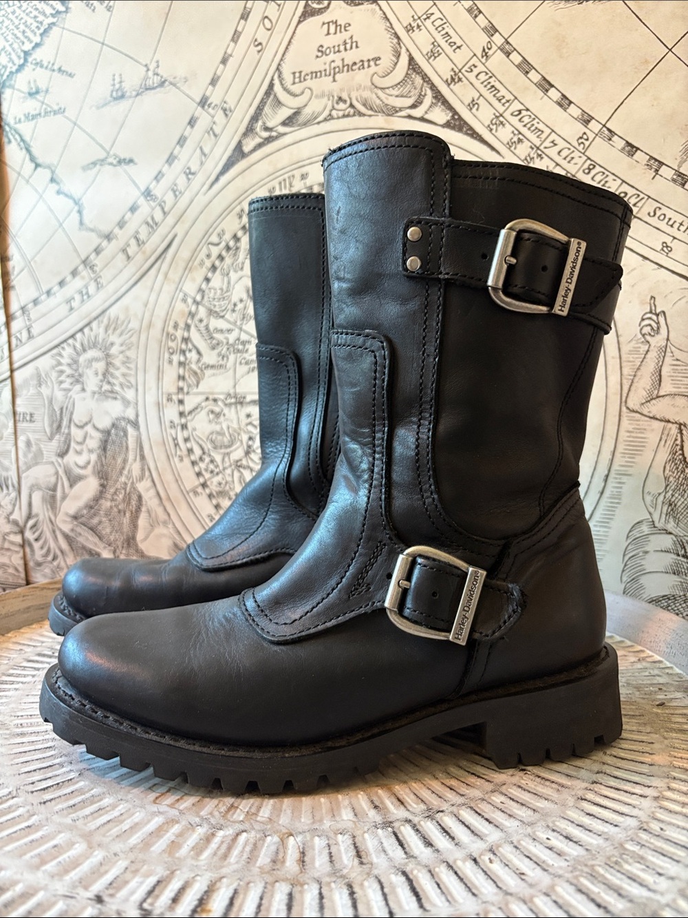 Vintage Harley Davidson 8.5 black mid calf boots model 84167